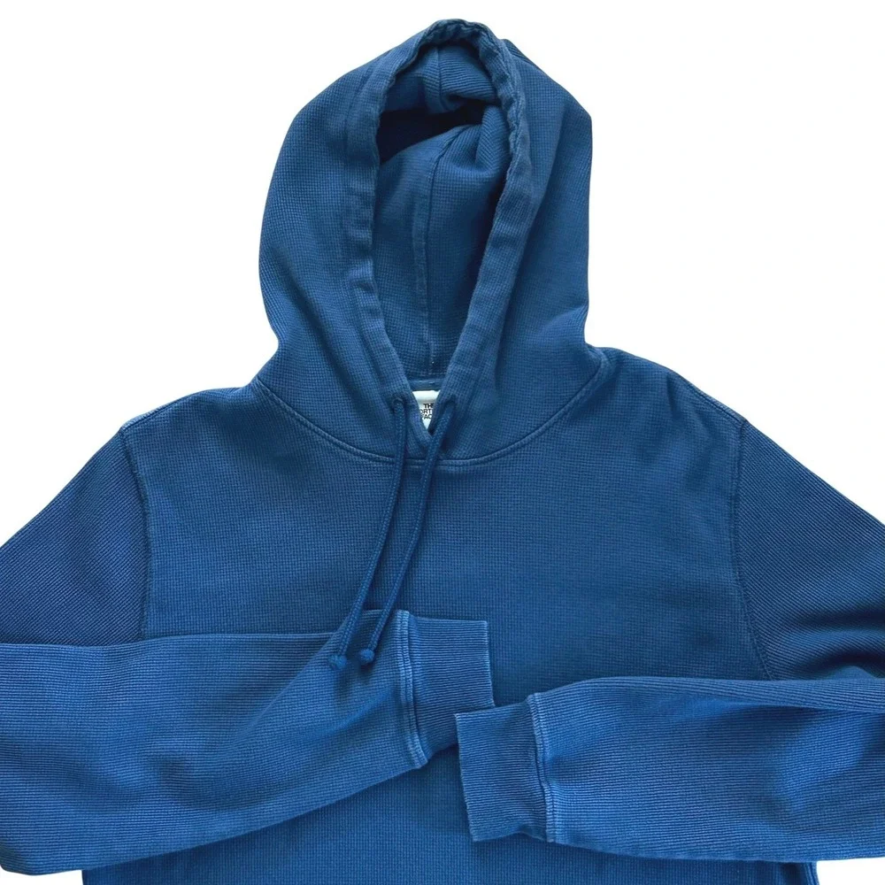 The North Face Mens Waffle Knit Pullover Hoodie Blue A7WS8 Size L